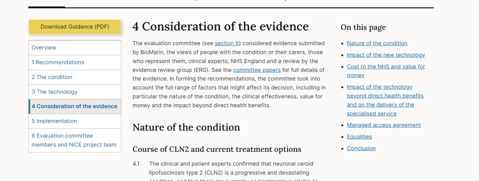 Screenshot of the in-page nav component, showing only one heading level